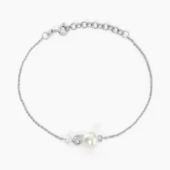 Bracelet Dua Argent Blanc Perle De Culture Oxyde De Zirconium