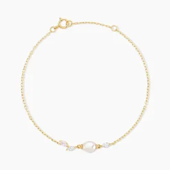 Bracelet Elysia Or Jaune Perle De Culture Oxyde De Zirconium