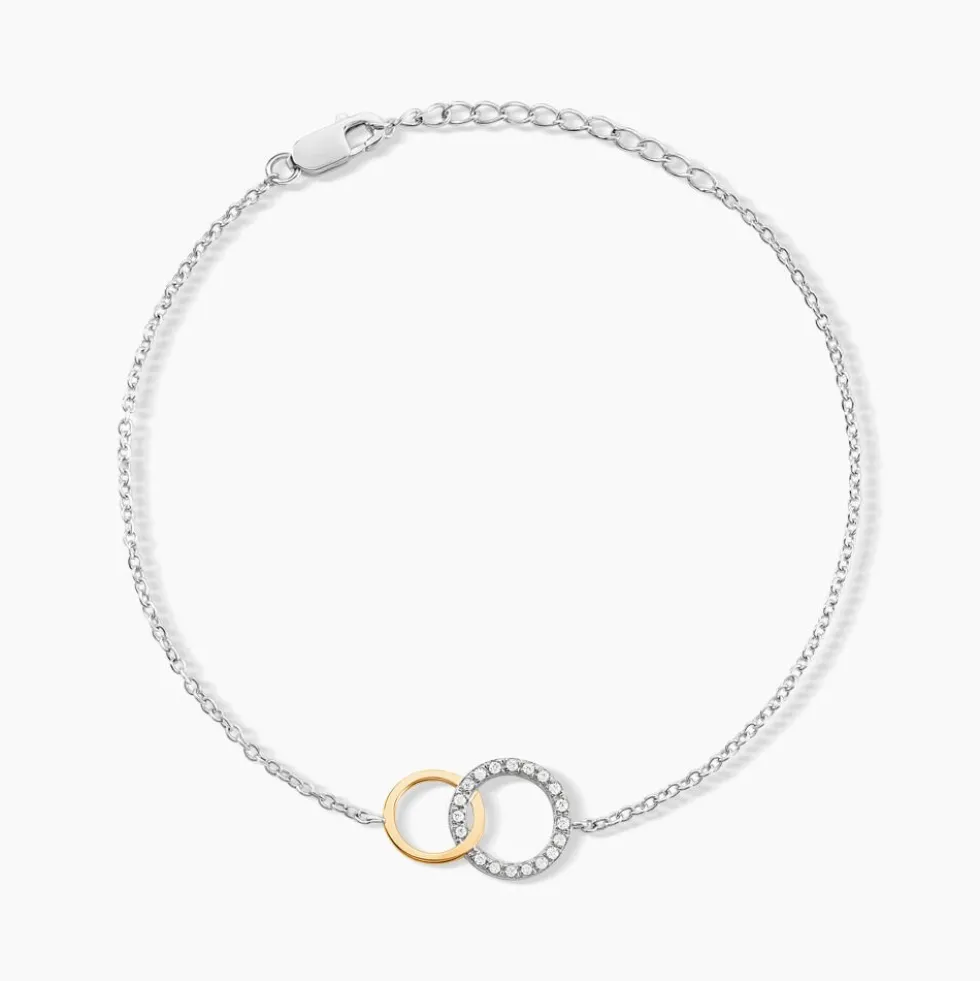 Bracelet Fei Or Jaune Argent Blanc Oxyde De Zirconium