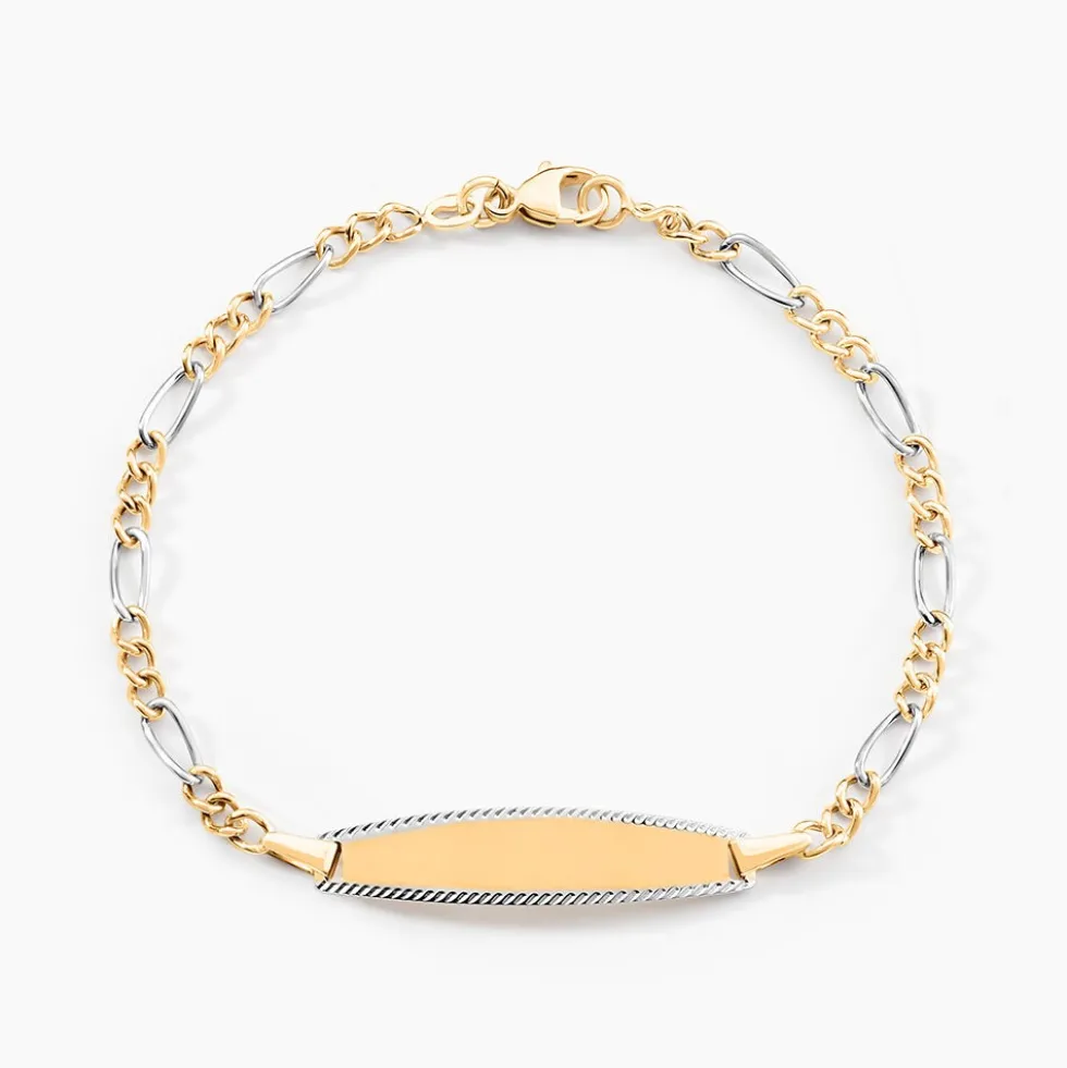 Bracelet Identité Bartolomee Maille Alternee 1/3 Or Bicolore