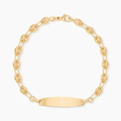 Bracelet Identité Evin Maille Grain De Cafe Or Jaune