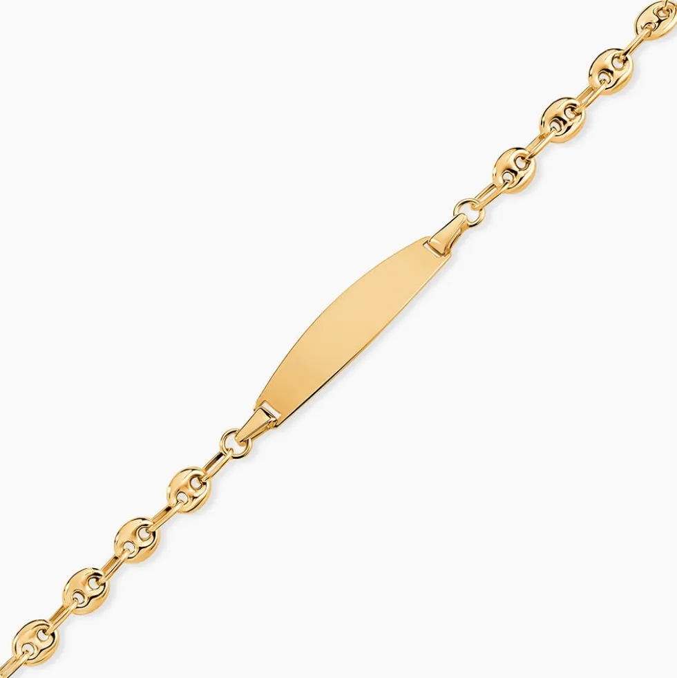 Bracelet Identité Evin Maille Grain De Cafe Or Jaune