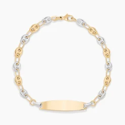 Bracelet Identité Evin Maille Grain De Cafe Or Bicolore