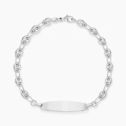 Bracelet Identité Evin Maille Grain De Cafe Or Blanc