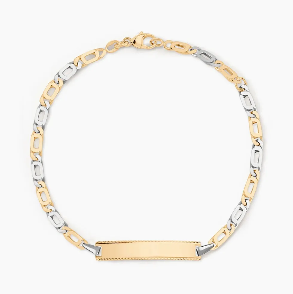 Bracelet Identité Fanelia Maille Marine Or Bicolore