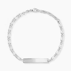 Bracelet Identité Fanelia Maille Marine Or Blanc