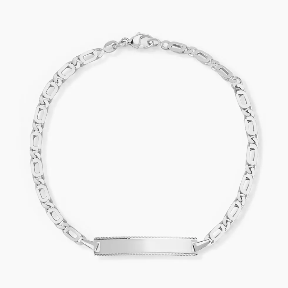 Bracelet Identité Fanelia Maille Marine Or Blanc