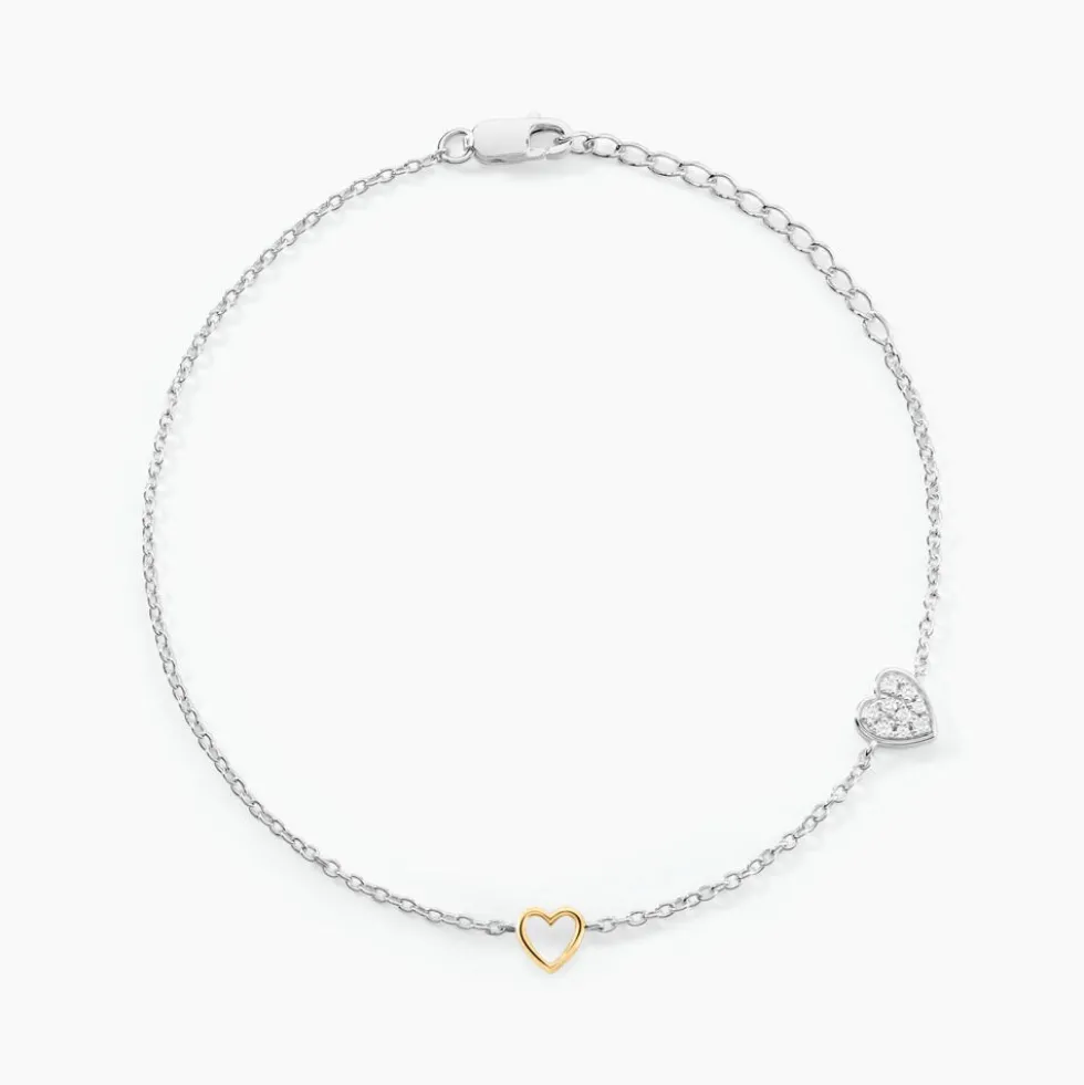 Bracelet Joia Or Jaune Argent Blanc Oxyde De Zirconium
