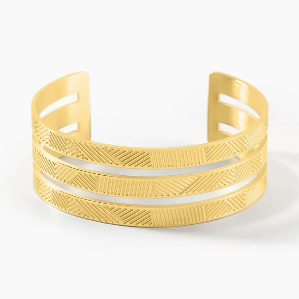 Bracelet Jonc Acier Dore Sirine