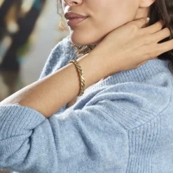 Bracelet Jonc Acier Dore Alexandru