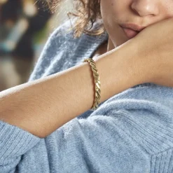 Bracelet Jonc Acier Dore Alexandru