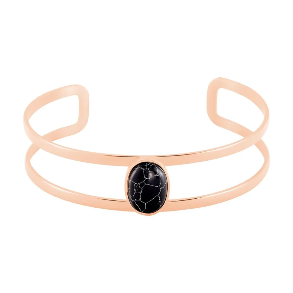 Bracelet Jonc Eline Acier Rose Pierre De Synthese