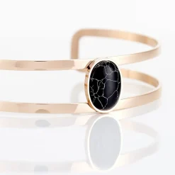Bracelet Jonc Eline Acier Rose Pierre De Synthese