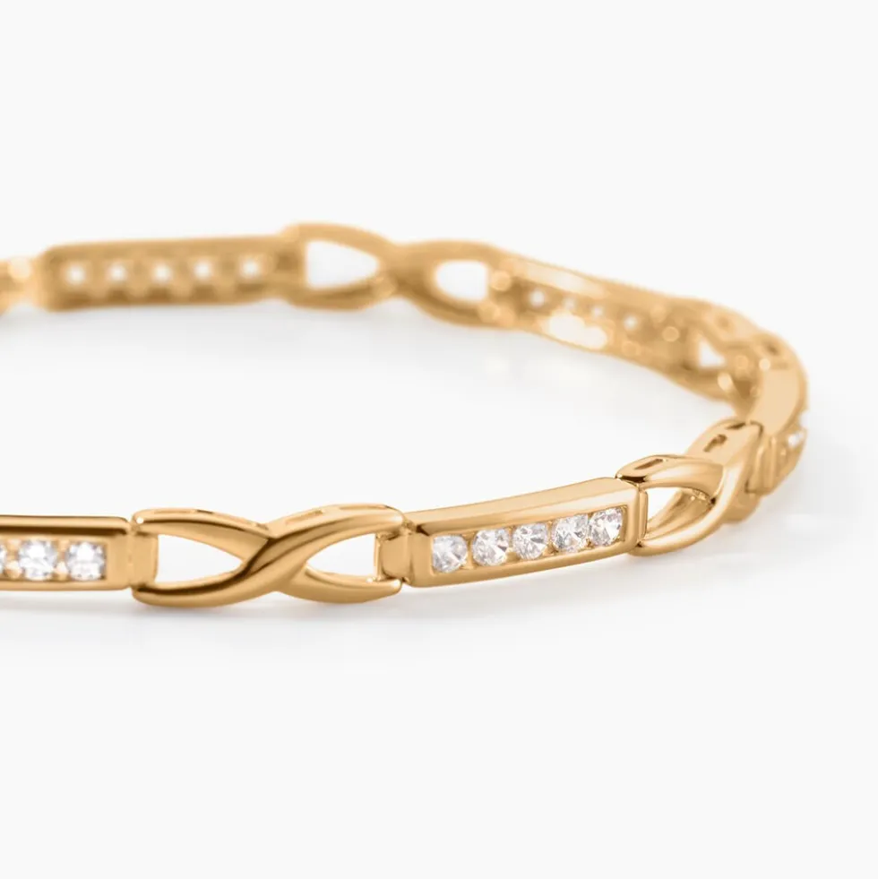 Bracelet Jonc Epiphanieae Plaqué Or Jaune Oxyde De Zirconium