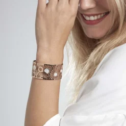 Bracelet Jonc Imagine Florette Strass Acier Rose Strass