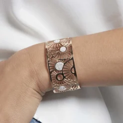 Bracelet Jonc Imagine Florette Strass Acier Rose Strass