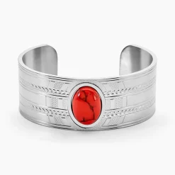 Bracelet Jonc Imagine Segolene Acier Blanc Pierre De Synthese