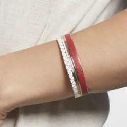 Bracelet Jonc Imagine Victoriano Acier Rose Strass