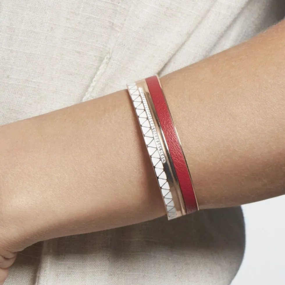 Bracelet Jonc Imagine Victoriano Acier Rose Strass