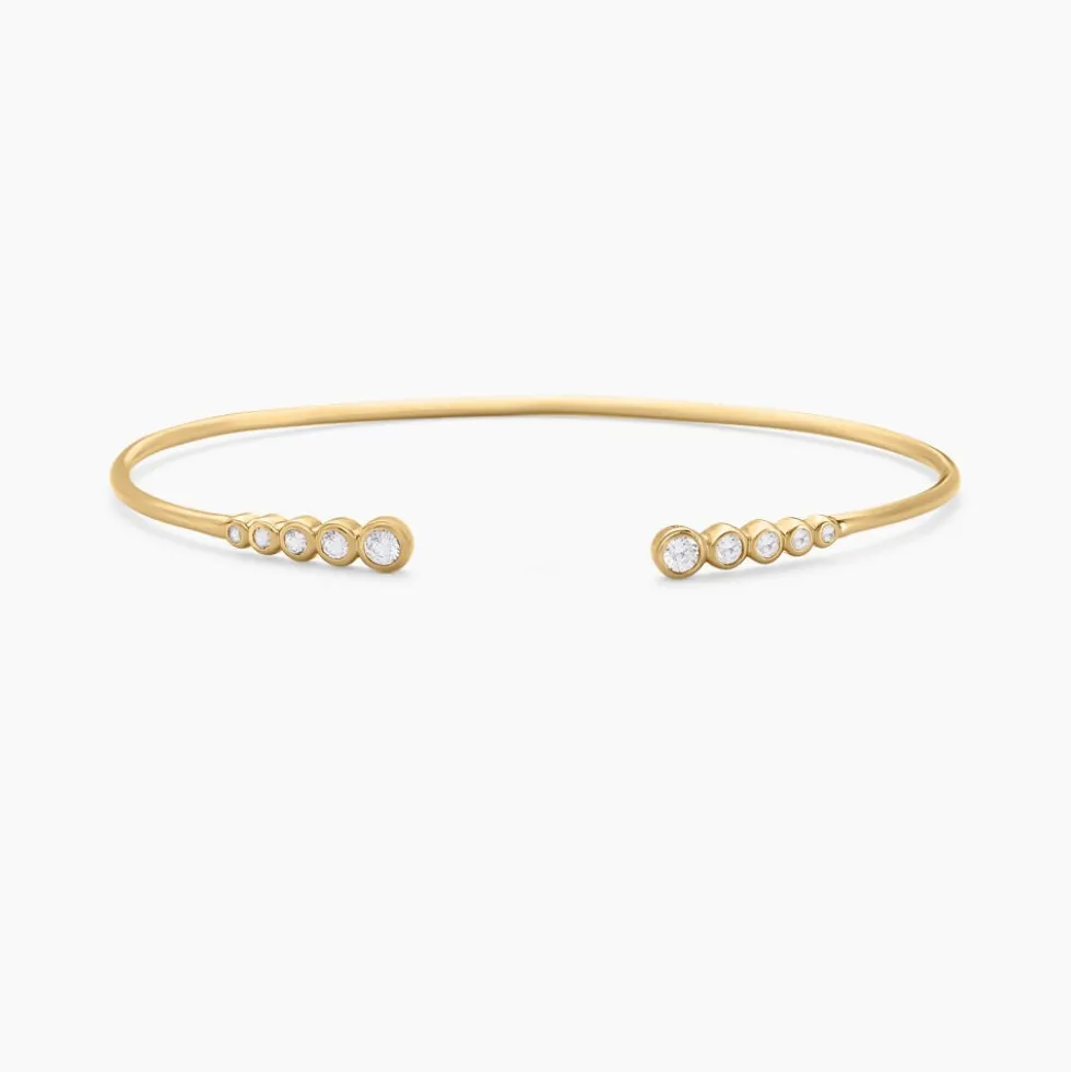 Bracelet Jonc Iza Plaque Or Jaune Oxyde De Zirconium