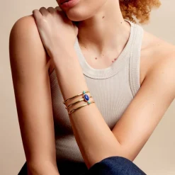 Bracelet Jonc Melissane Acier Jaune Pierre De Synthese