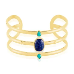 Bracelet Jonc Melissane Acier Jaune Pierre De Synthese