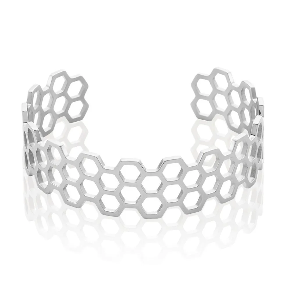 Bracelet Jonc Ouvert Acier Blanc Buglose