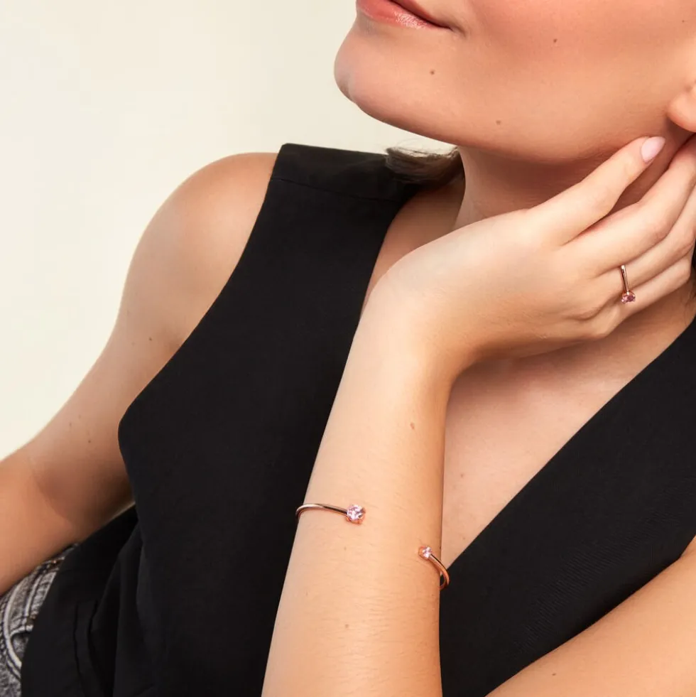 Bracelet Jonc Rio Argent Rose Oxyde De Zirconium