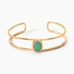 Bracelet Jonc Veina Plaqué Or Jaune Aventurine
