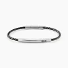 Bracelet Jourdan Cuir De Vache Noir Diamant Synthétique