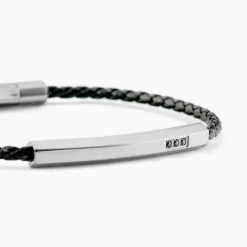 Bracelet Jourdan Cuir De Vache Noir Diamant Synthétique