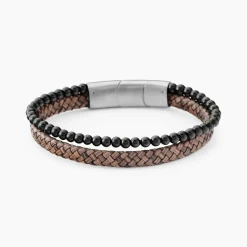 Bracelet Jourdan Cuir De Vache Marron Onyx