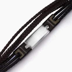 Bracelet Jourdan Thasos Cuir Noir Et Marron