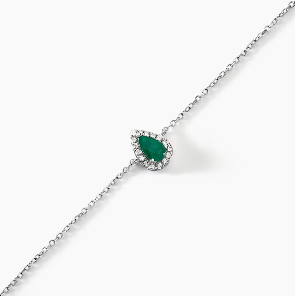 Bracelet Juliettina Or Blanc Emeraude Et Diamant