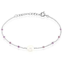 Bracelet Kerri Argent Blanc Perle De Culture Améthyste