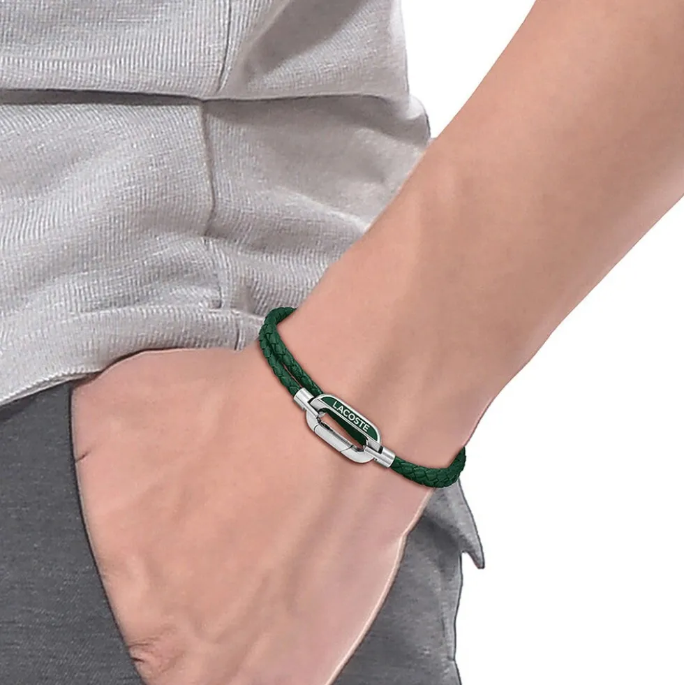 Bracelet Lacoste Starboard Cuir De Veau Vert