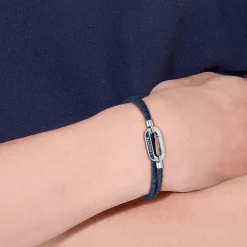 Bracelet Lacoste Starboard Cuir De Veau Bleu