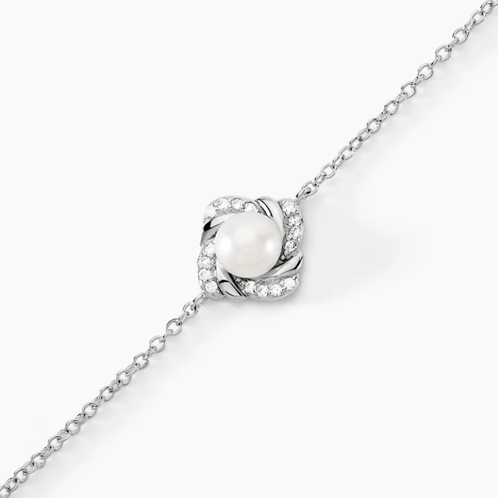 Bracelet Laetoria Argent Blanc Perle De Culture Oxyde De Zirconium