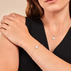 Bracelet Laetoria Argent Blanc Perle De Culture Oxyde De Zirconium