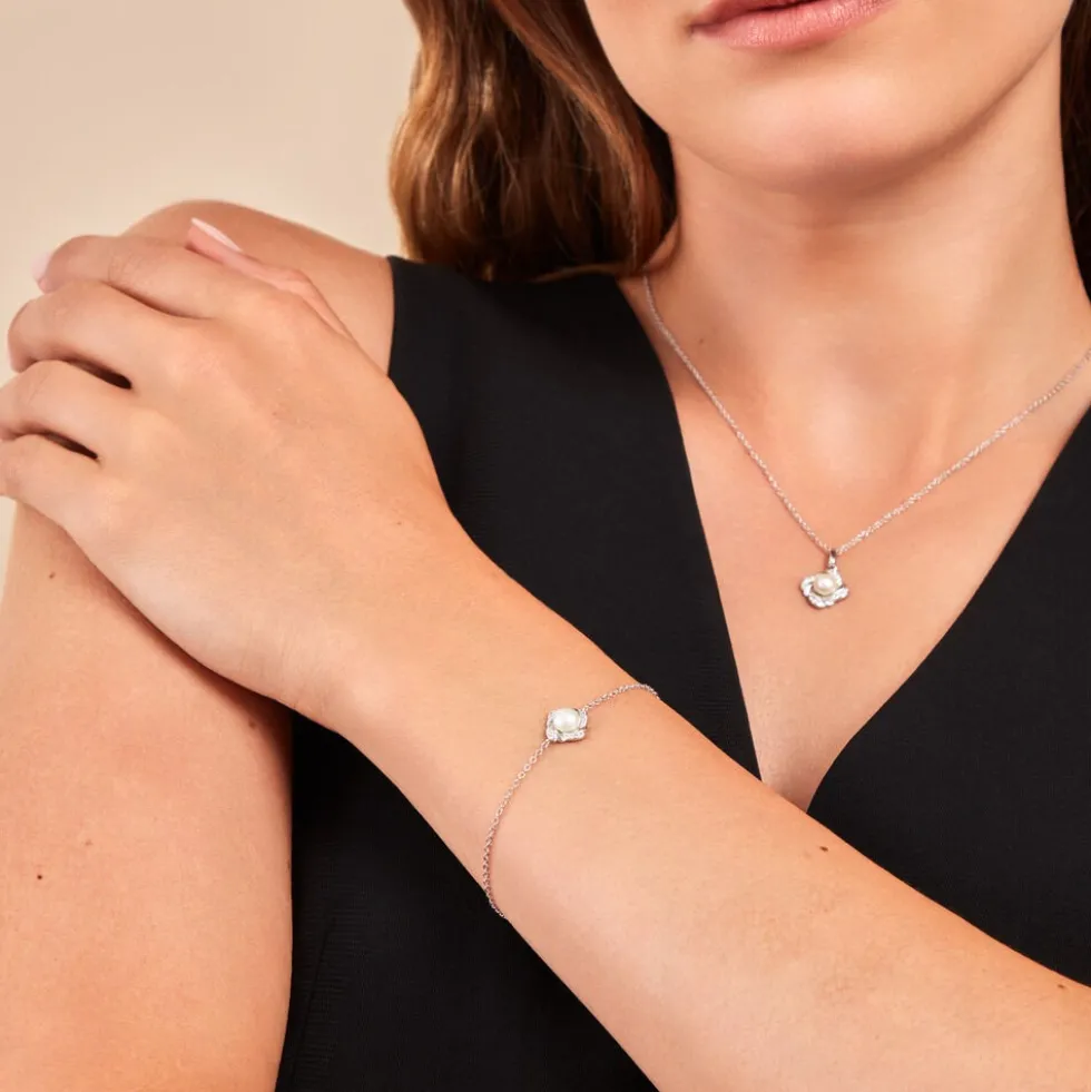 Bracelet Laetoria Argent Blanc Perle De Culture Oxyde De Zirconium