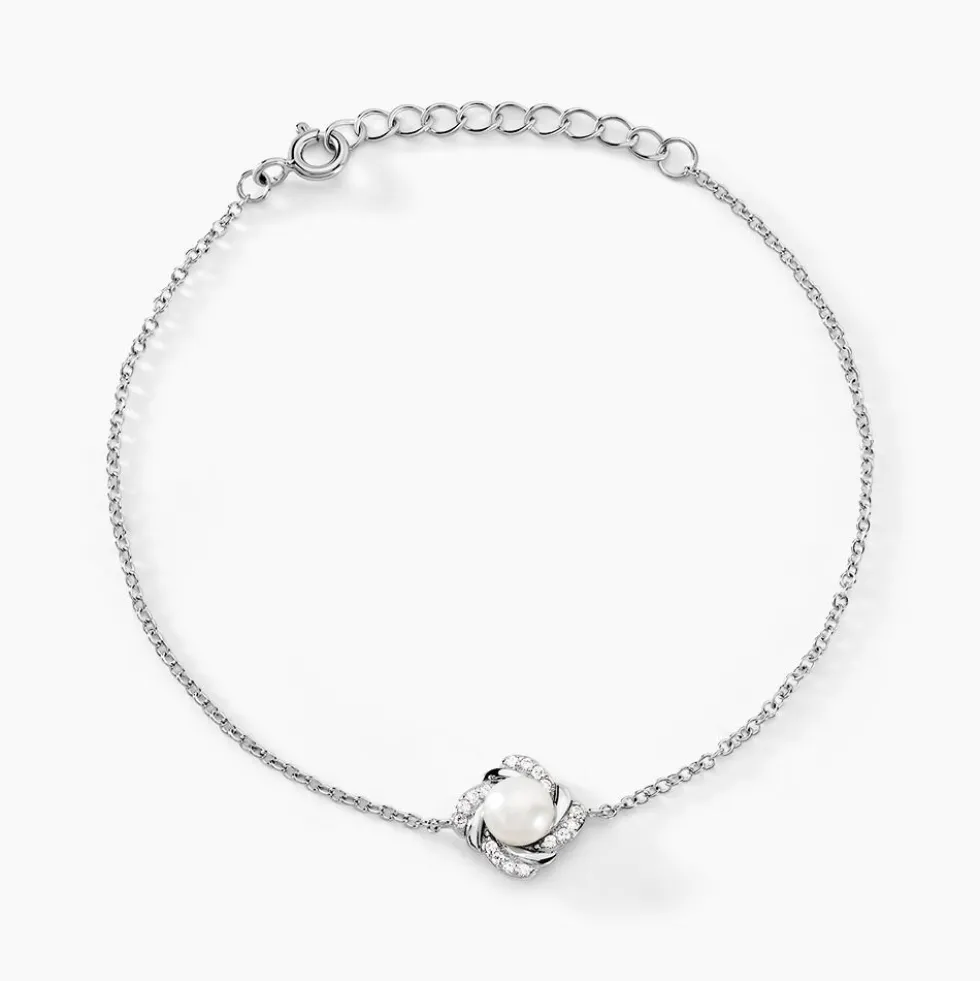Bracelet Laetoria Argent Blanc Perle De Culture Oxyde De Zirconium