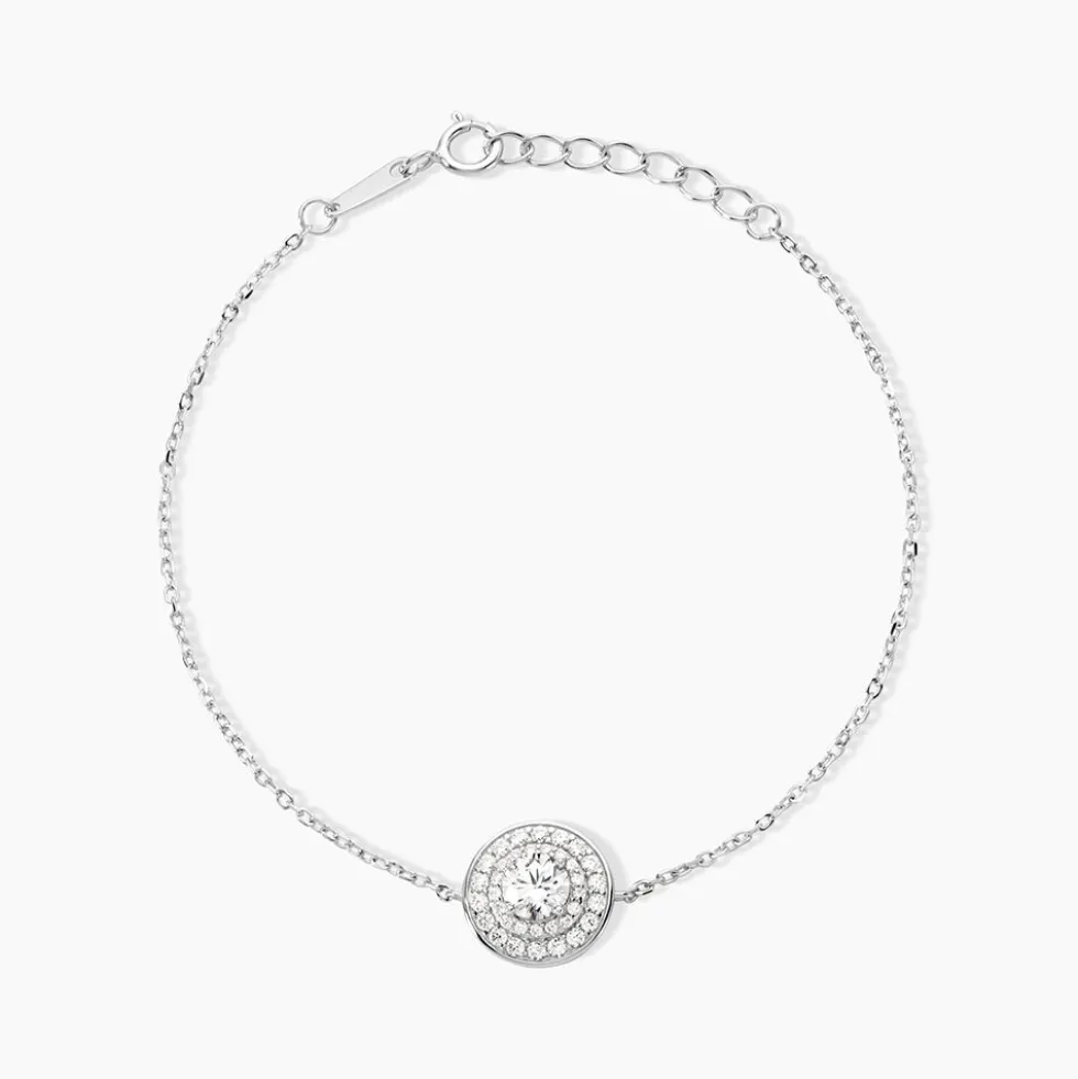 Bracelet Lumineuse Argent Blanc Oxyde De Zirconium
