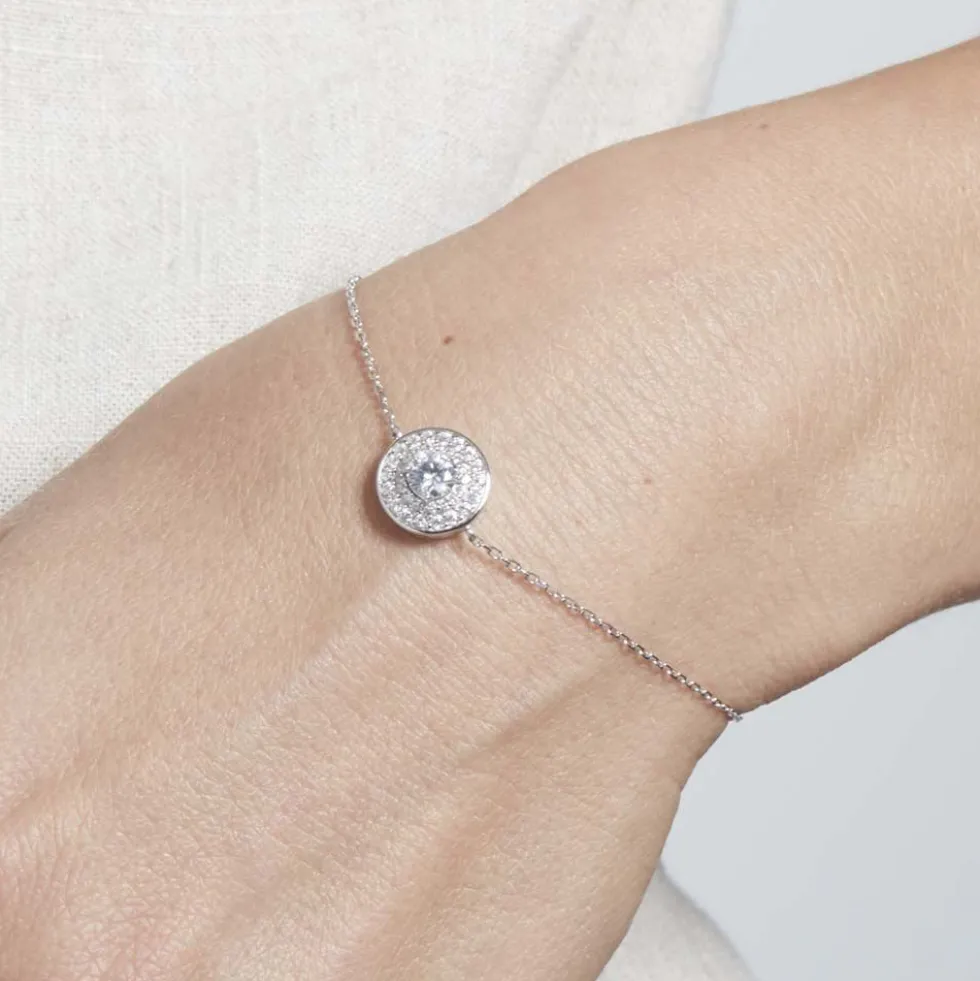 Bracelet Lumineuse Argent Blanc Oxyde De Zirconium