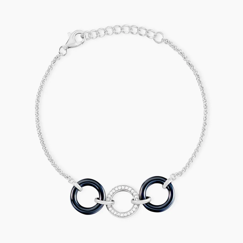 Bracelet Magalie Argent Blanc Céramique Et Oxyde De Zirconium