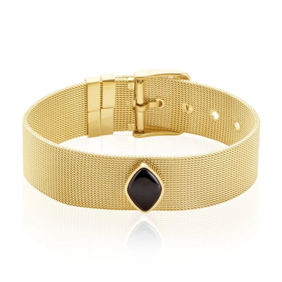 Bracelet Maille Acier Doré Ryad Agate