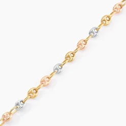 Bracelet Maille Dami Maille Grain De Cafe Or Tricolore