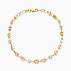 Bracelet Maille Dami Maille Grain De Cafe Or Tricolore