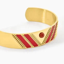 Bracelet Manchette Imagine Tamera Acier Jaune Jaspe