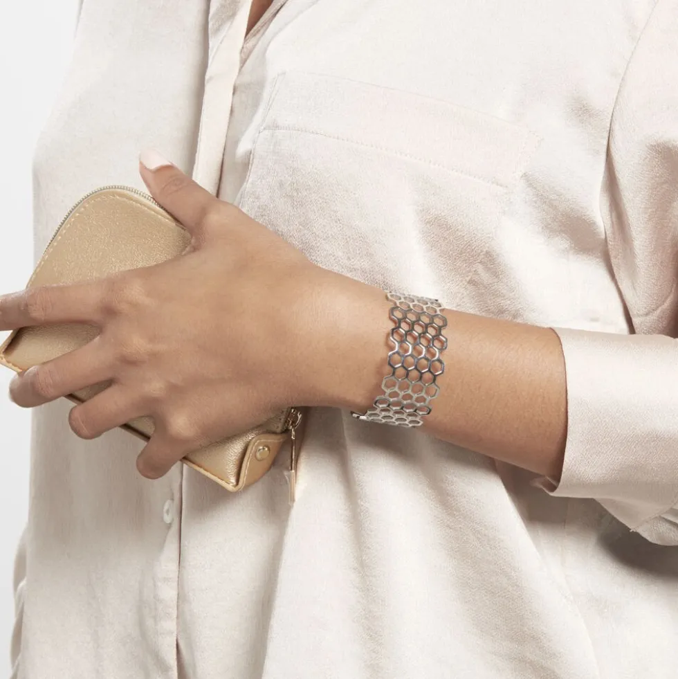 Bracelet Manchette Ouvert Acier Blanc Buglose