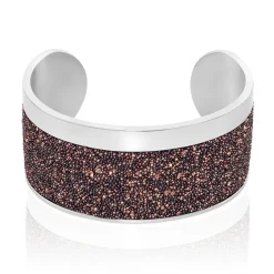 Bracelet Manchette Ouvert Acier Blanc Carron